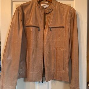 Calvin Klein tan leather jacket